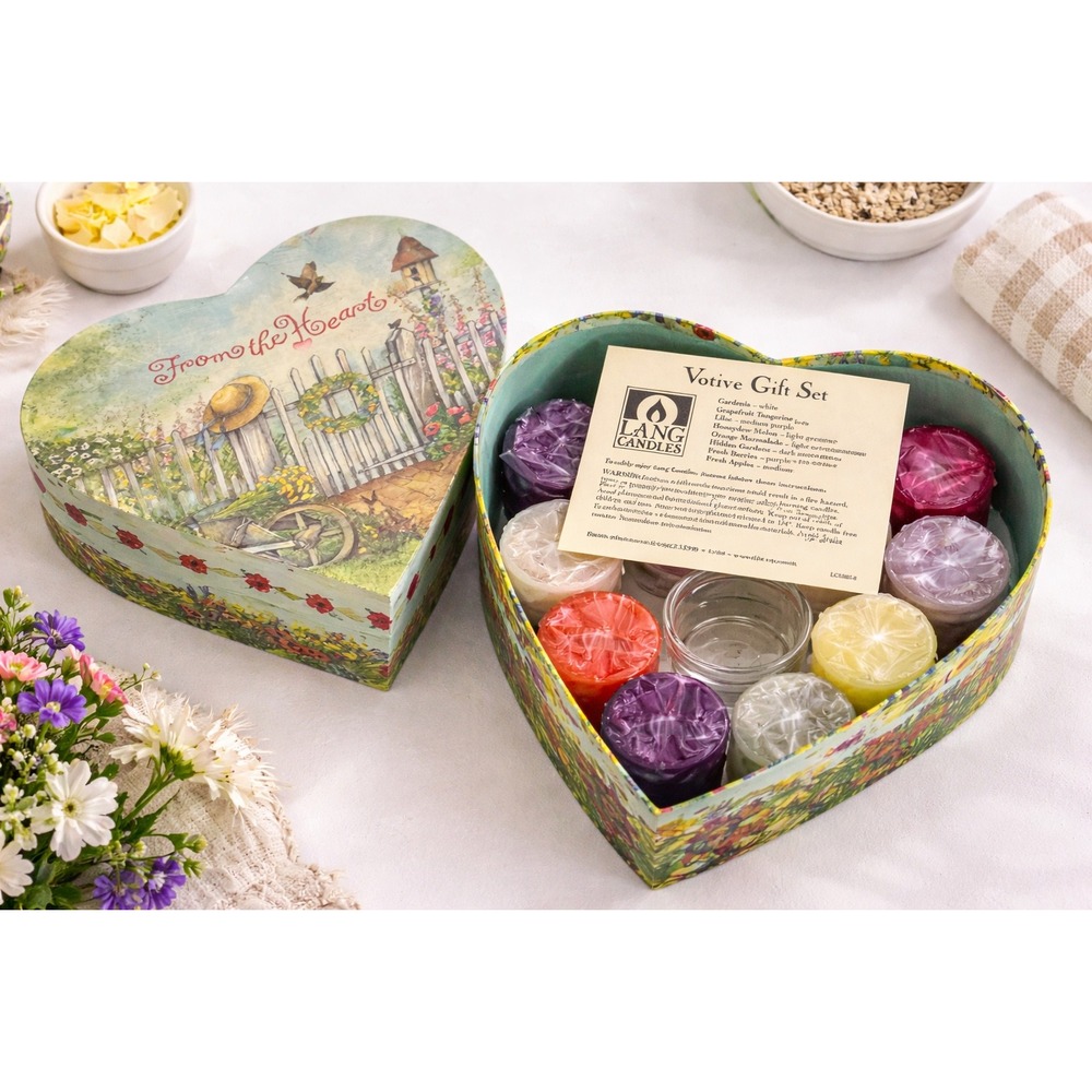 Lang Candles Votive Gift‎ Set Heart Box New Old Stock Cottagecore Decor